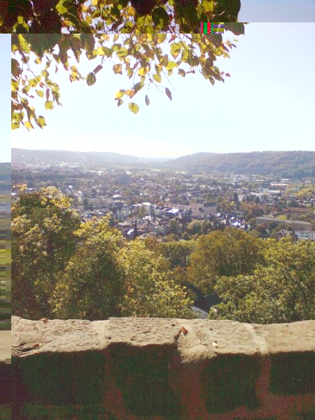 Der Stellplatz liegt mitten in der Stadt. Grandiose Aussicht über Marburg.